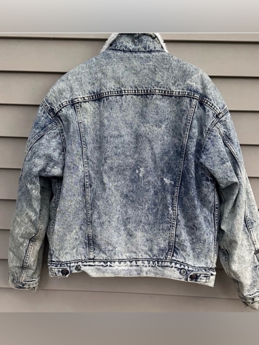 80’s Levi’s Acid Wash Jean Jacket Trucker Sherpa XL vintage coat - Picture 3 of 7